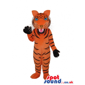All Orange Tiger Animal Plush Mascot With Black Paws - Custom