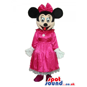 Minnie Mouse Disney Character Mascot With Fuchsia Dress -