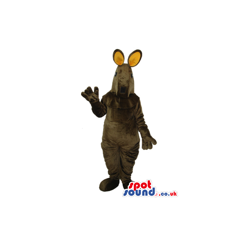 Dark Brown Kangaroo Plush Animal Mascot With Beige Ears -