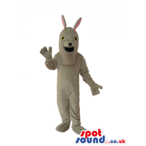 Fantasy White Rabbit Plush Mascot With Skinny Ears And Open
