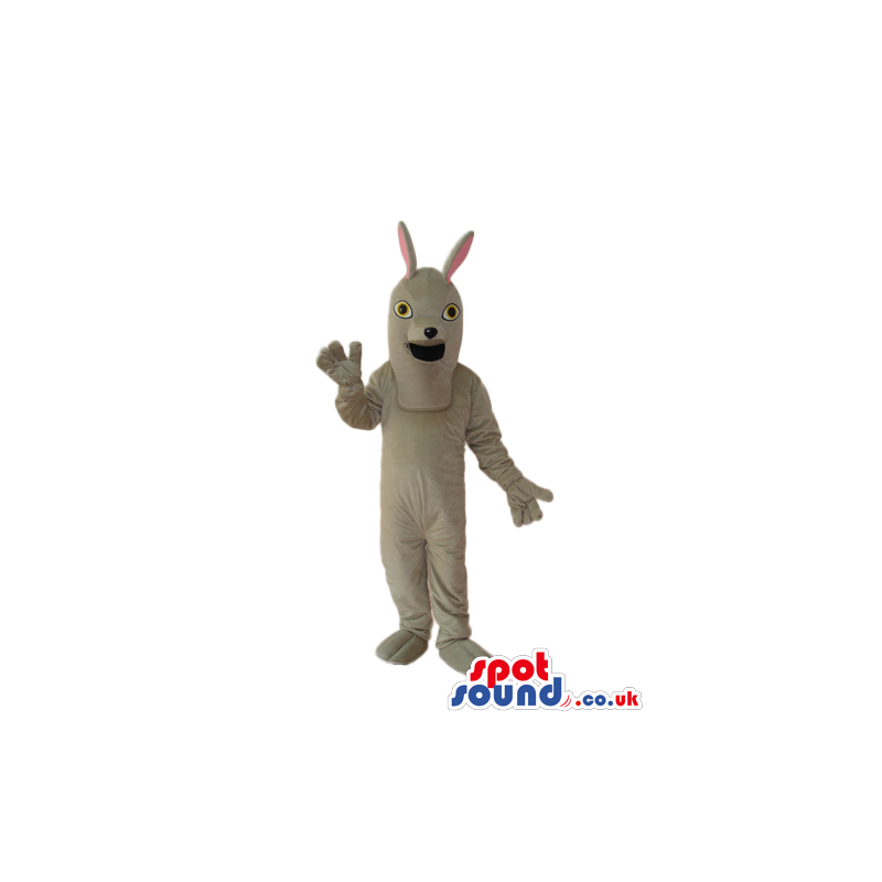 Fantasy White Rabbit Plush Mascot With Skinny Ears And Open