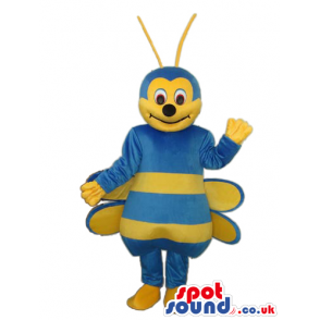 Bee Plush Mascot With A Funny Smile And Blue Body - Custom