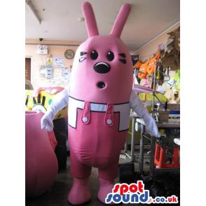 Pink bullet mascot with two horns and looking amazed - Custom