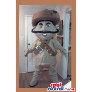 Cartoon Mexican Mascot With Long Mustache And Big Hat - Custom