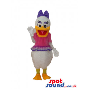 Daisy Duck Disney Character Mascot In Pink And Purple Garments