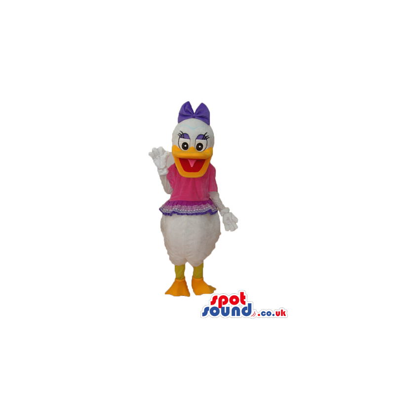 Daisy Duck Disney Character Mascot In Pink And Purple Garments