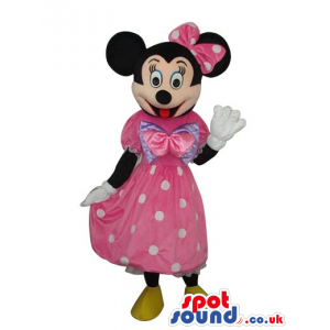 Minnie Mouse Disney Character Mascot In A Pink Dot Dress -