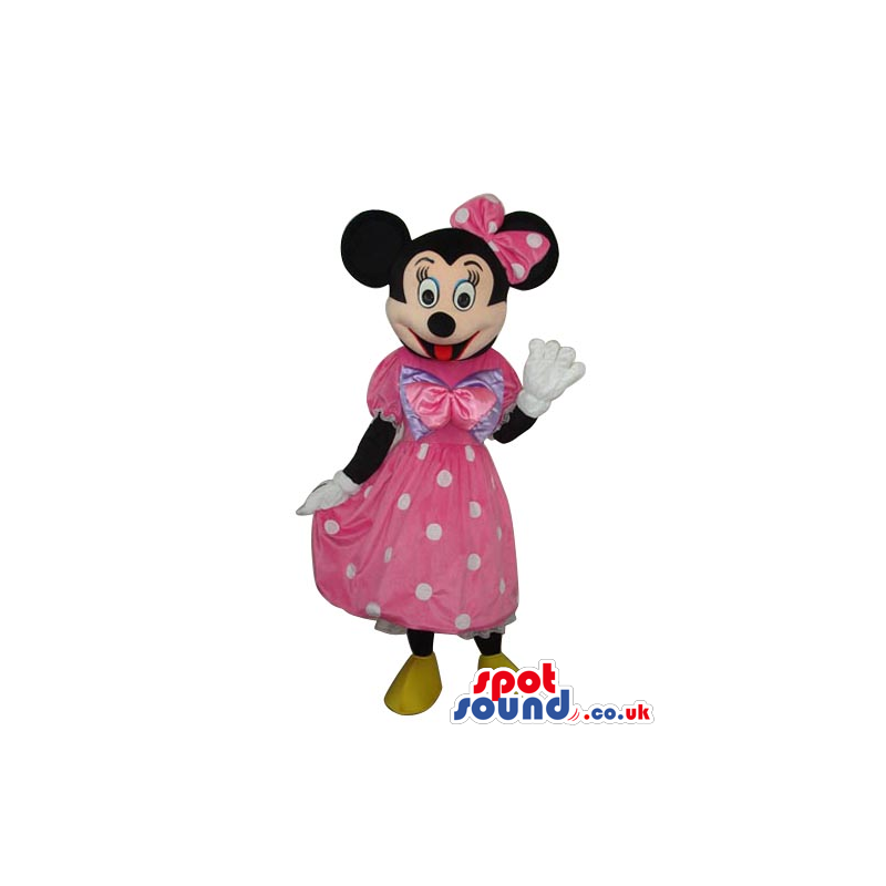 Minnie Mouse Disney Character Mascot In A Pink Dot Dress -