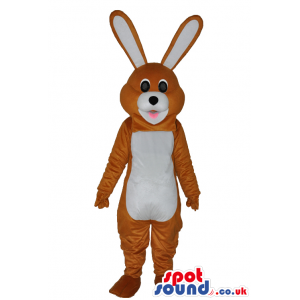 Fantasy Brown Bunny Plush Mascot With A White Belly And Long