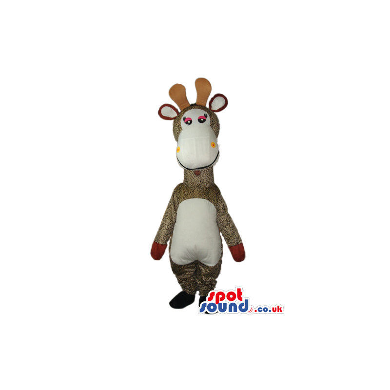 Fantasy Brown Dear Plush Mascot With A White Belly And Horns -