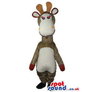 Fantasy Brown Dear Plush Mascot With A White Belly And Horns -