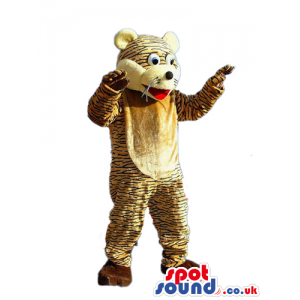 Fantasy Pattern Tiger Animal Plush Mascot With A Beige Belly -