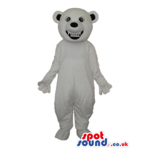 Cute White Bear Animal Plush Mascot Showing Its Teeth - Custom