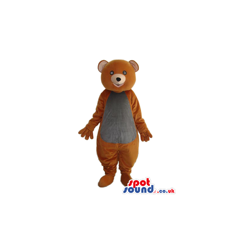 Brown Teddy Bear Animal Plush Mascot With A Grey Belly - Custom
