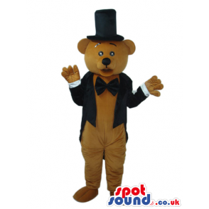 Brown Teddy Bear Animal Plush Mascot Wearing A Tuxedo - Custom