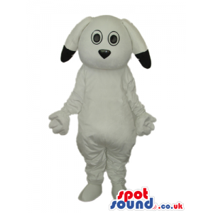 Cute White Dog Animal Plush Mascot With Black Ear Tips - Custom