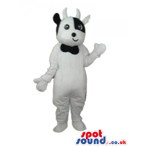 Cute White Cow Plush Mascot With A Small Smiling Mouth - Custom