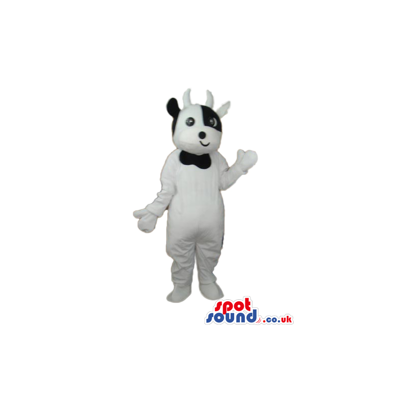 Cute White Cow Plush Mascot With A Small Smiling Mouth - Custom