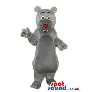 Cute All Grey Bear Plush Mascot With A Red Nose And Teeth -