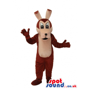 Cute Brown And Beige Cartoon Wolf Plush Mascot With Along Ears