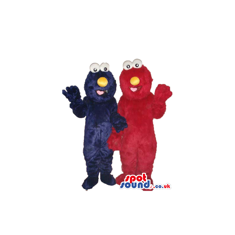 Elmo And Cookie Monster Couple Character Hairy Plush Mascots -