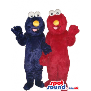 Elmo And Cookie Monster Couple Character Hairy Plush Mascots -