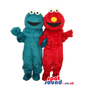 Elmo And Cookie Monster Sesame Street Couple Character Mascots