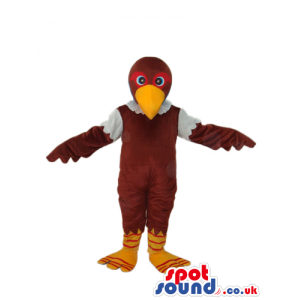 Dark Brown Bird Plush Mascot With Brown Eyebrows - Custom