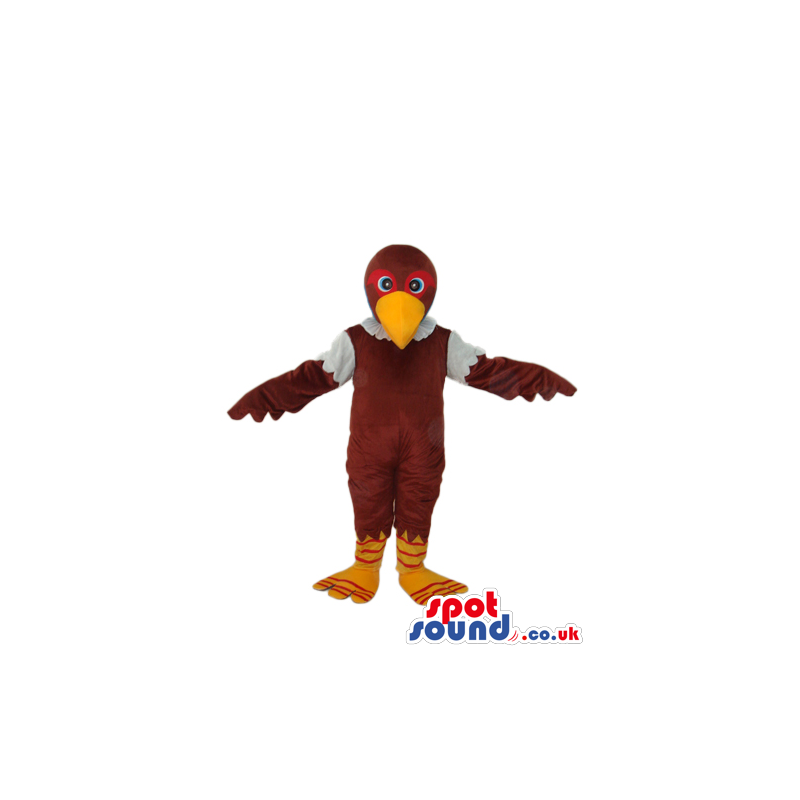 Dark Brown Bird Plush Mascot With Brown Eyebrows - Custom