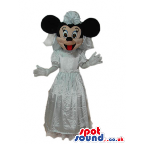 Minnie Mouse Disney Character Mascot In A Bride Dress - Custom