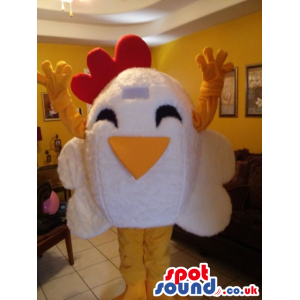 Cartoon Funny White Hen Plush Mascot With A Huge Head - Custom