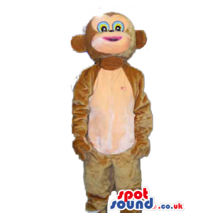 Cute Brown Monkey Animal Plush Mascot With Beige Belly - Custom