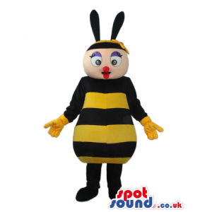 Bee Plush Mascot With Funny Lips And Yellow Gloves - Custom