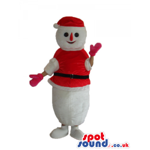 Snowman Plush Mascot Wearing Santa Claus Garments - Custom