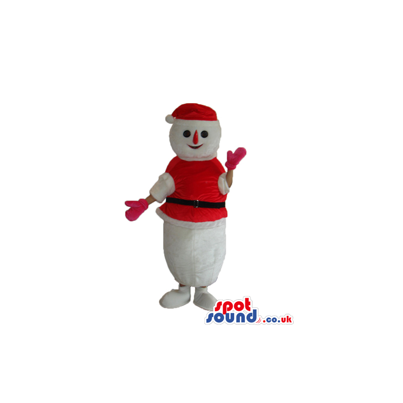 Snowman Plush Mascot Wearing Santa Claus Garments - Custom