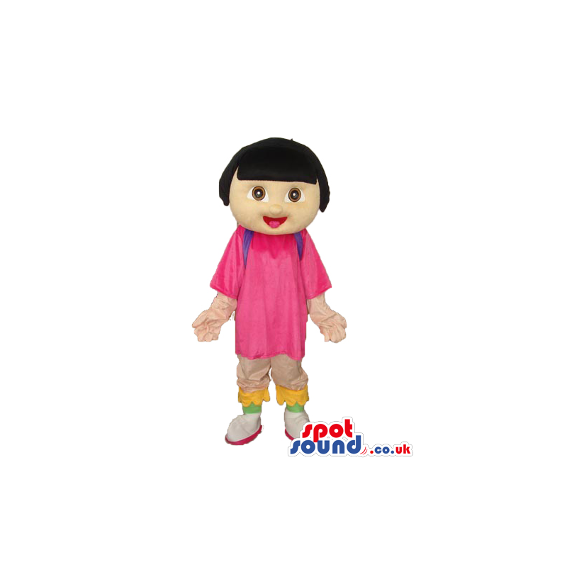 Dora The Explorer Cartoon Character Mascot With Long T-Shirt -