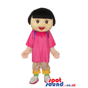 Dora The Explorer Cartoon Character Mascot With Long T-Shirt -