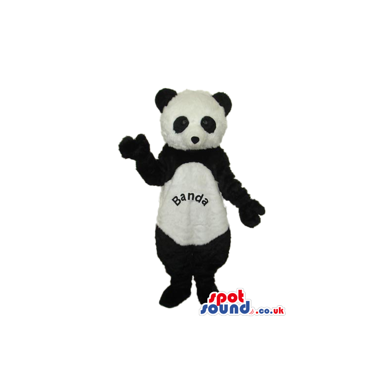 Cute Panda Bear Plush Mascot With Text On Its Belly - Custom