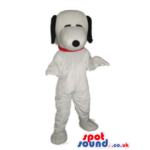 Snoopy Dog Animal Cartoon Character Mascot With Closed Eyes -