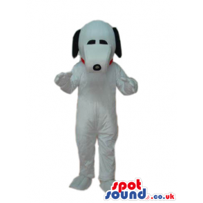 Snoopy Dog Animal Cartoon Character Mascot With Closed Eyes -