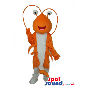 Orange And White Lobster Plush Mascot With Funny Eyes - Custom