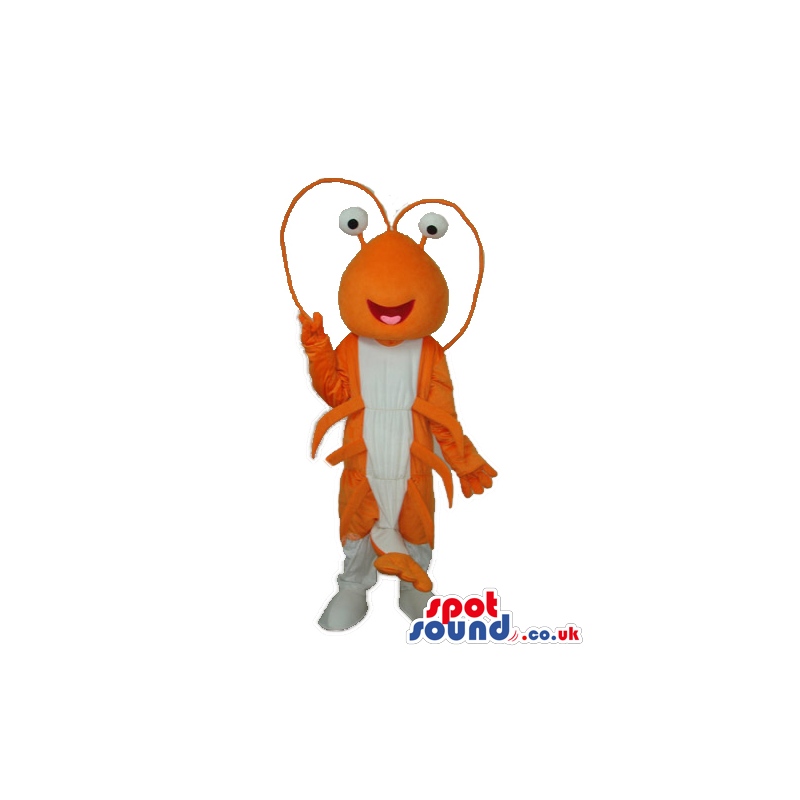 Orange And White Lobster Plush Mascot With Funny Eyes - Custom