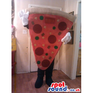 Big Pepperoni Pizza Slice Food Plush Mascot With No Face -