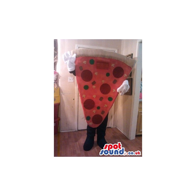 Big Pepperoni Pizza Slice Food Plush Mascot With No Face -