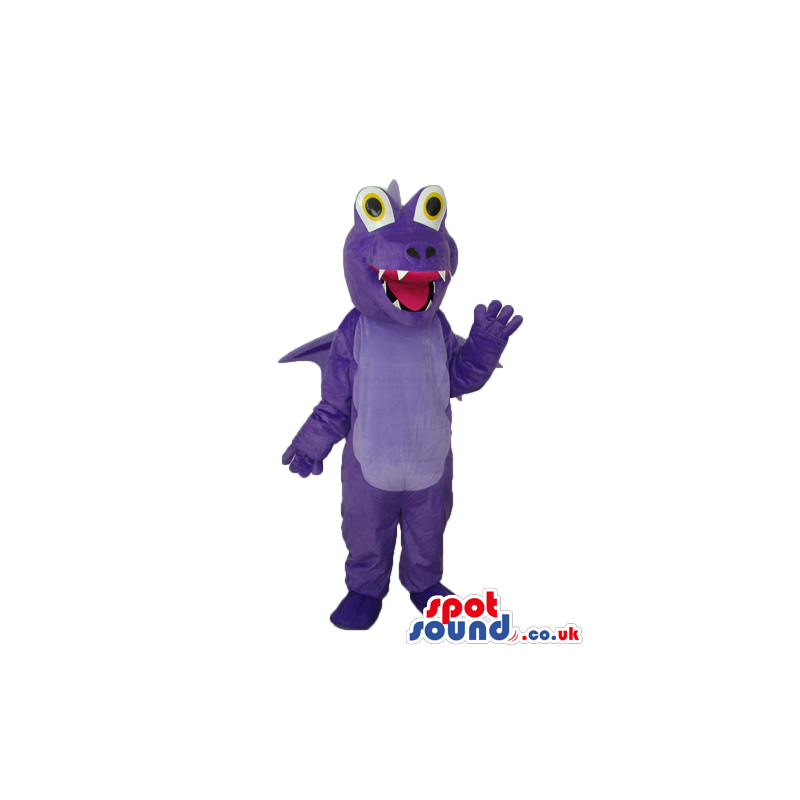 All Purple Dragon Plush Mascot With Funny Round Eyes - Custom