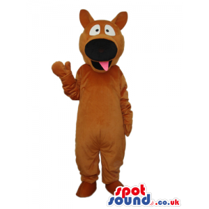 Cartoon Dark Brown Dog Plush Mascot With A Big Black Nose -