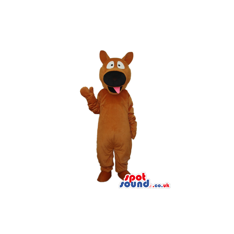 Cartoon Dark Brown Dog Plush Mascot With A Big Black Nose -
