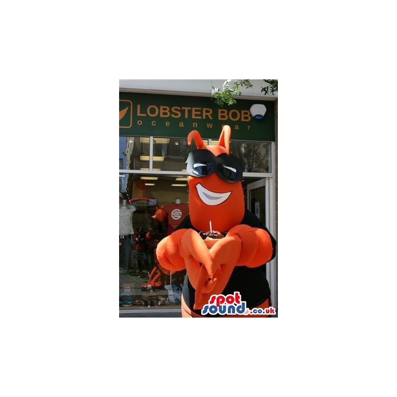 Superman crab mascot with orange and black colour - Custom