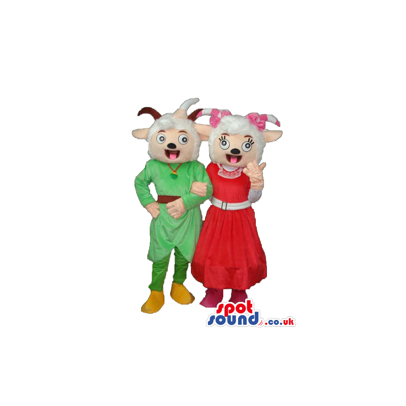 Buy Mascots Costumes in UK - Boy And Girl White Goat Couple Mascots With  Medieval Clothes Sizes L (175-180CM)