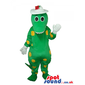 Cartoon Green And Yellow Dragon Plush Mascot With Yellow Dots -